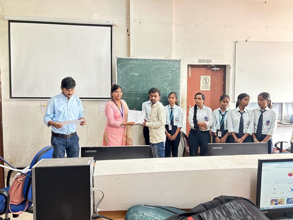 Certificate handover at the close of a lab session