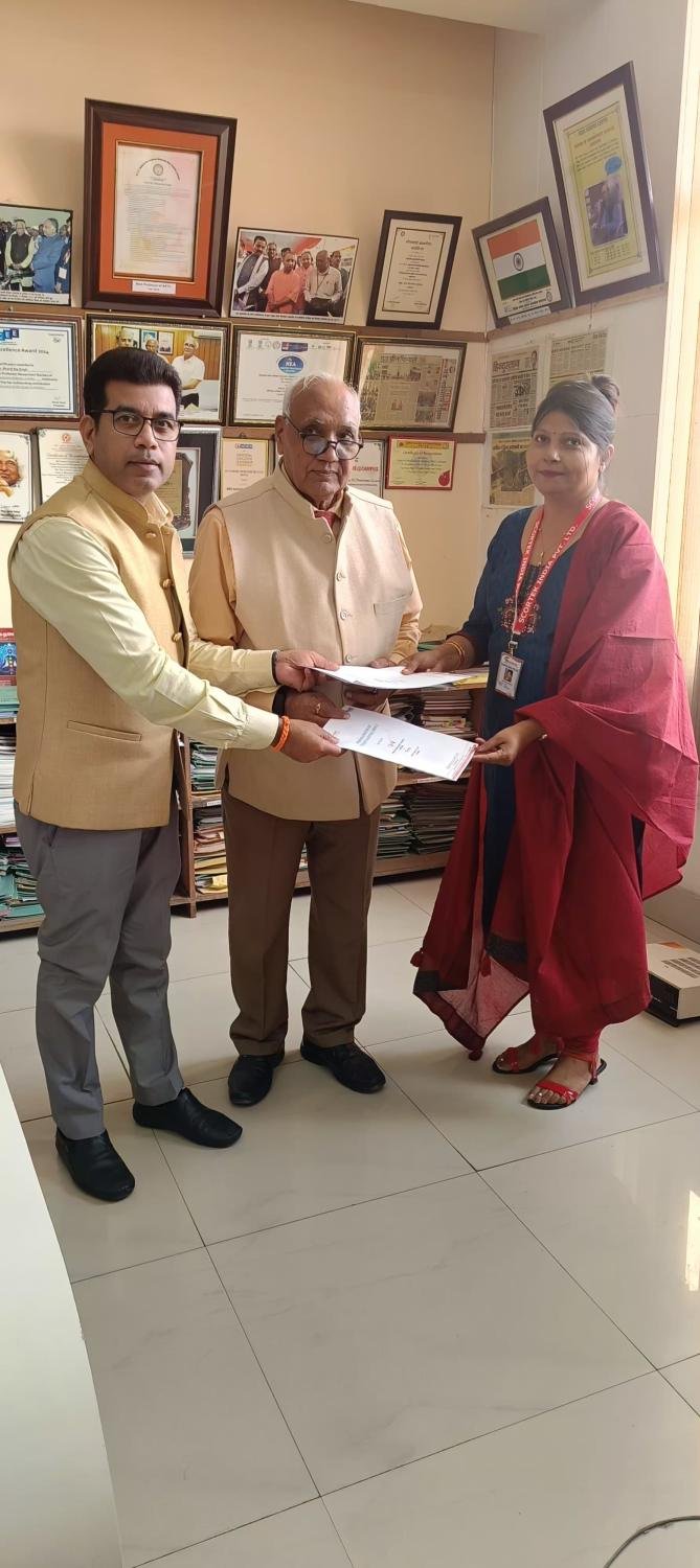 Signed agreement handover at a partner institute office