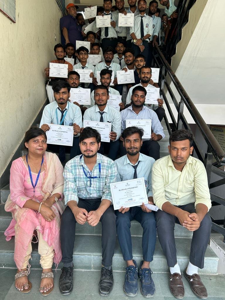 Students with their course completion certificates